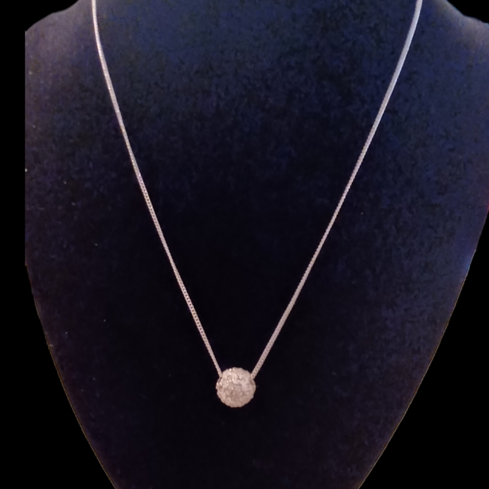 Silvertone and Crystal Necklace - 16 inch
